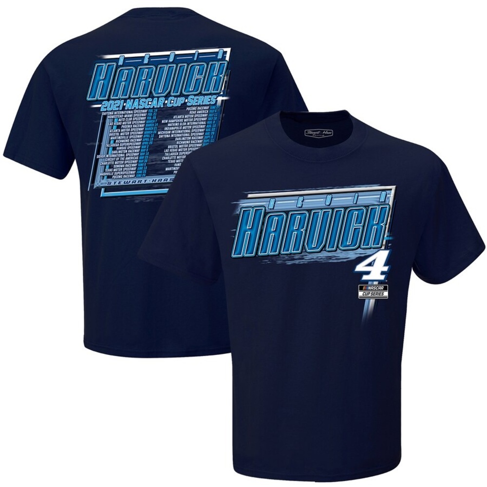 Kevin Harvick Stewart-Haas Racing Team NASCAR T-Shirt Size XL Navy 2021 Schedule